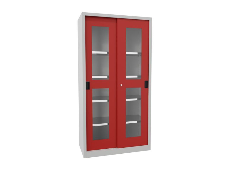 Produktbild PAVOY Schiebetürenschrank 1950x1000x500 mm 4 Böden verzinkt RAL 7035/3000