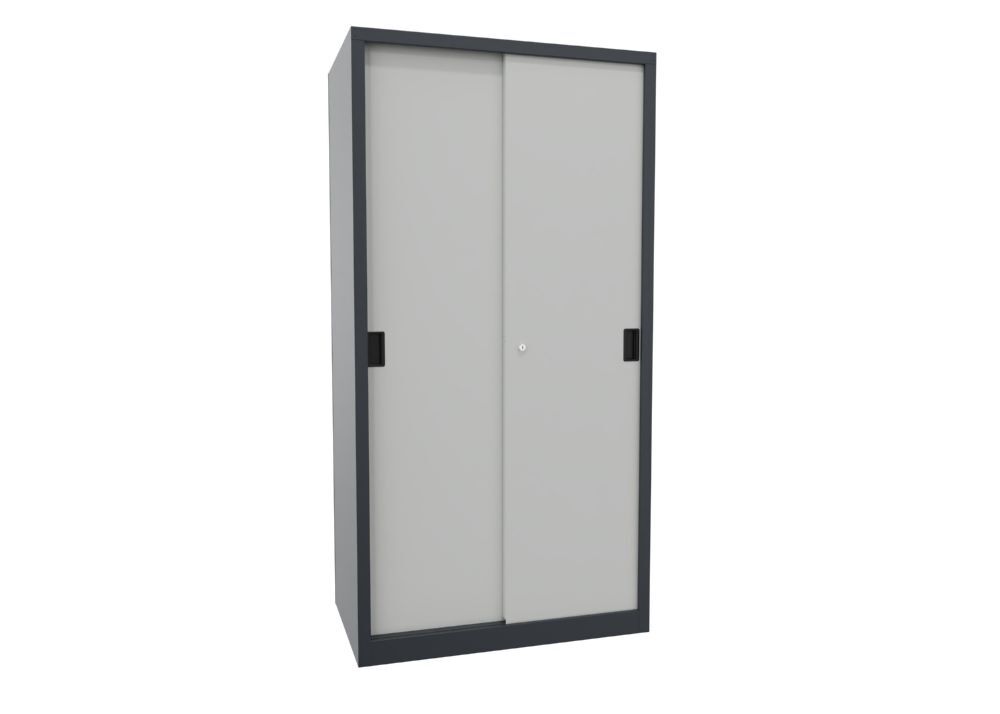 Produktbild PAVOY Schiebetürenschrank 1950x1000x600 mm 4 Böden verzinkt RAL 7016/7035