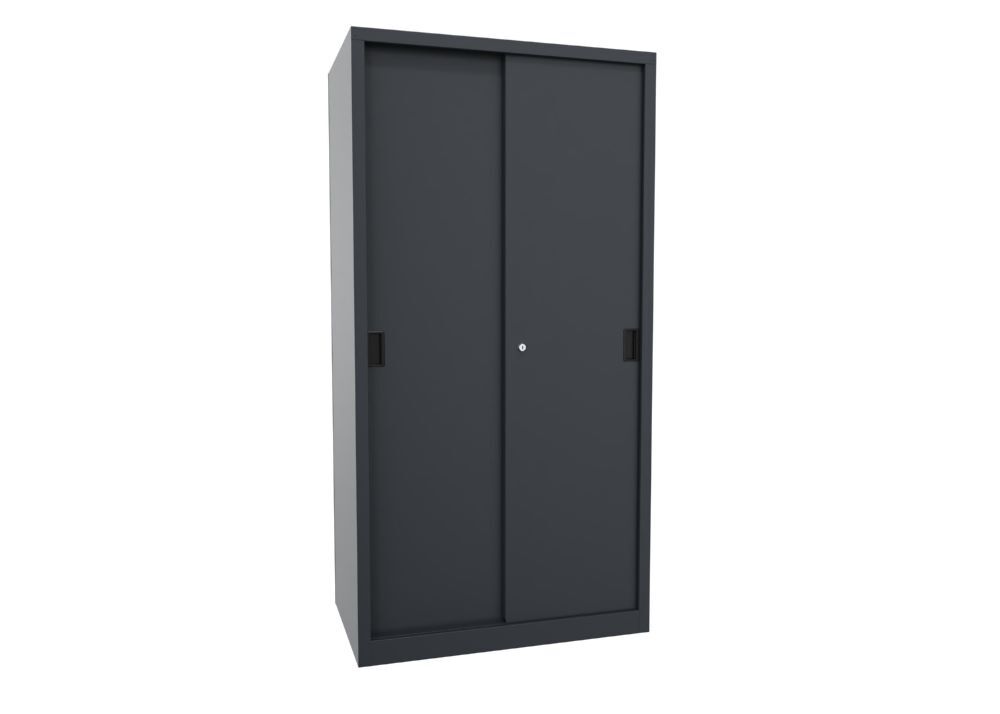 Produktbild PAVOY Schiebetürenschrank 1950x1000x600 mm 4 Böden verzinkt RAL 7016