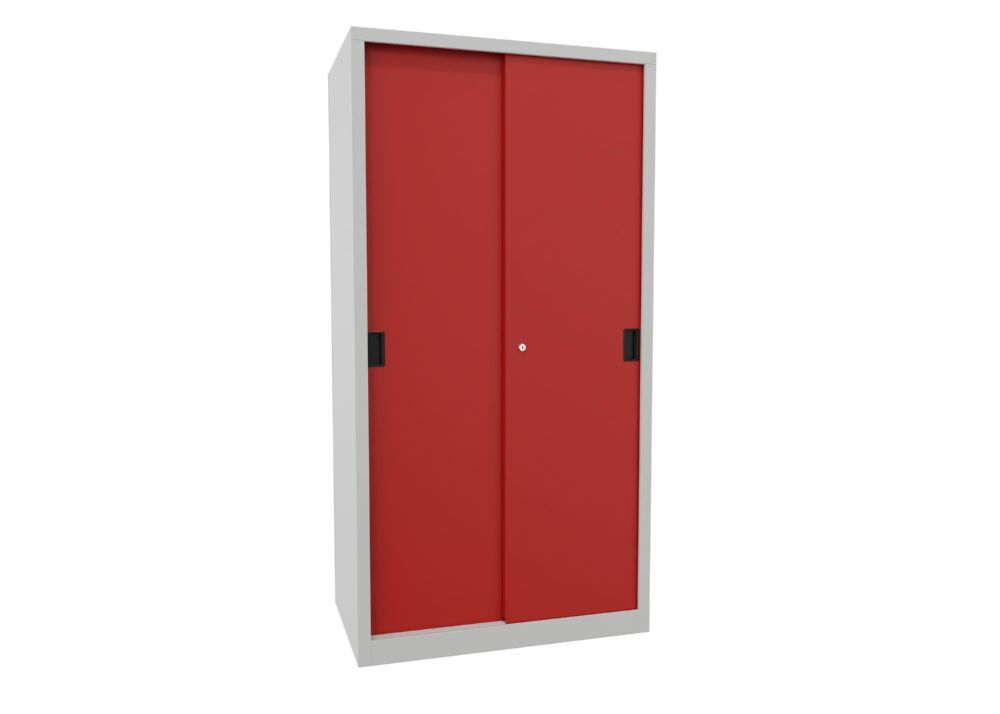 Produktbild PAVOY Schiebetürenschrank 1950x1000x600 mm 4 Böden verzinkt RAL 7035/3000