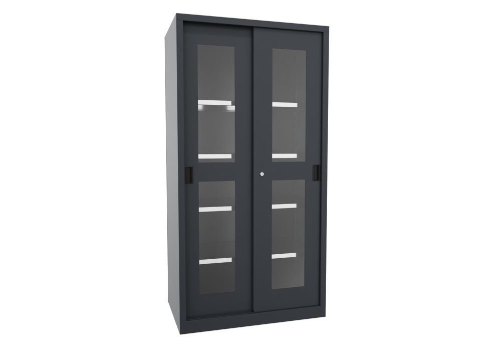 Produktbild PAVOY Schiebetürenschrank 1950x1000x600 mm 4 Böden verzinkt RAL 7016