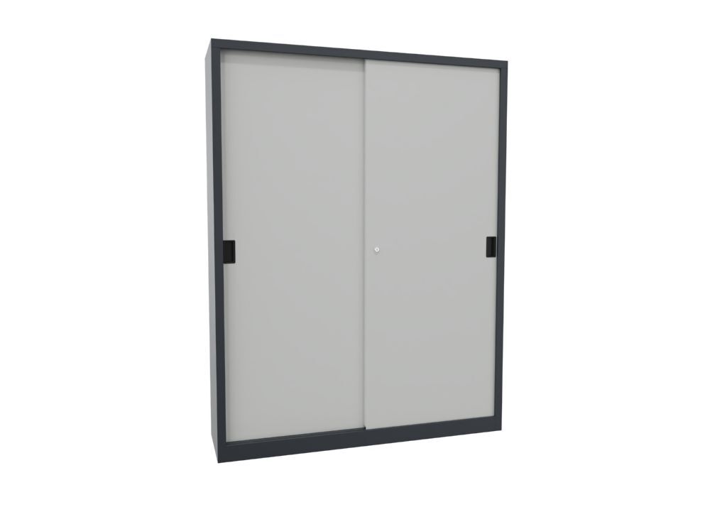 Produktbild Schiebetürenschrank, 1950x1500x400 mm, 8 Böden verzinkt, RAL 7016/7035 bild 2