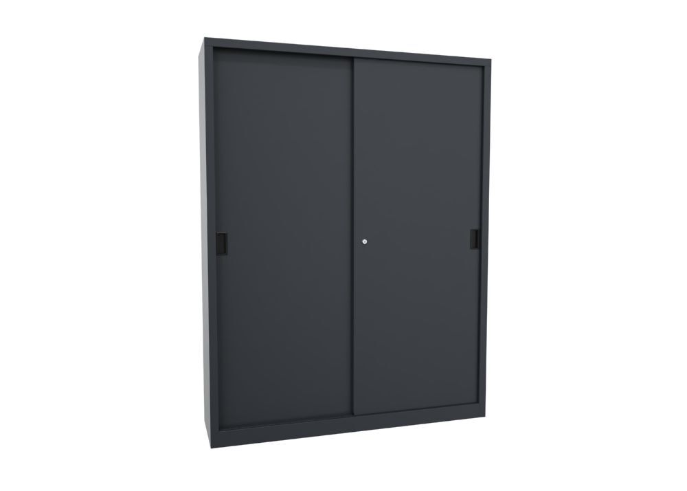 Produktbild Schiebetürenschrank, 1950x1500x400 mm, 8 Böden verzinkt, RAL 7016 bild 2