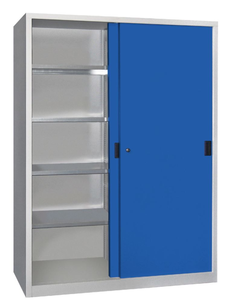 Produktbild PAVOY Schiebetürenschrank 1950x1500x400 mm 8 Böden verzinkt RAL 7035/5010