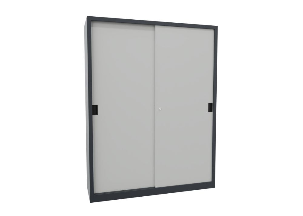 Produktbild Schiebetürenschrank, 1950x1500x500 mm, 8 Böden verzinkt, RAL 7016/7035 bild 2