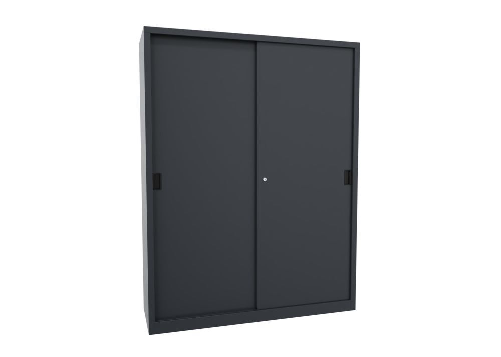 Produktbild Schiebetürenschrank, 1950x1500x500 mm, 8 Böden verzinkt, RAL 7016 bild 2