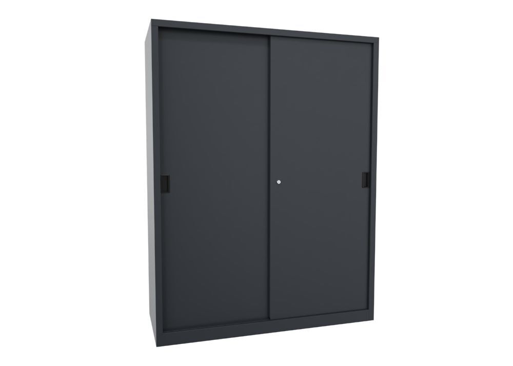 Produktbild PAVOY Schiebetürenschrank 1950x1500x600 mm 8 Böden verzinkt RAL 7016