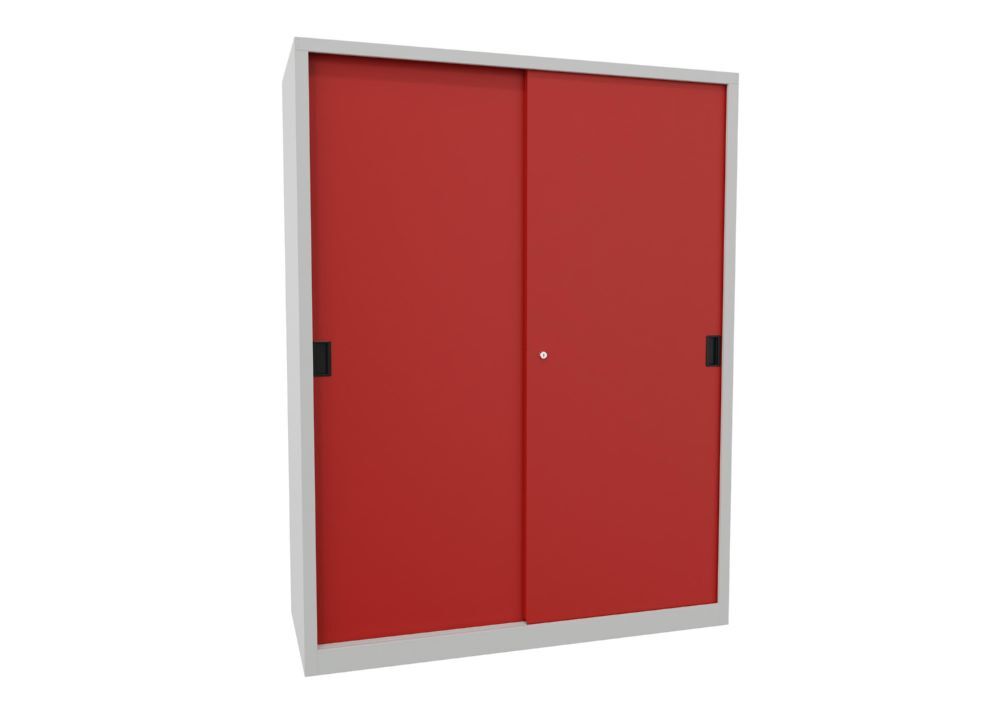 Produktbild PAVOY Schiebetürenschrank 1950x1500x600 mm 8 Böden verzinkt RAL 7035/3000