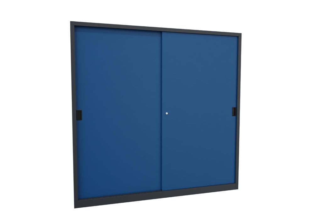Produktbild PAVOY Schiebetürenschrank 1950x2000x400 mm 8 Böden verzinkt RAL 7016/5010