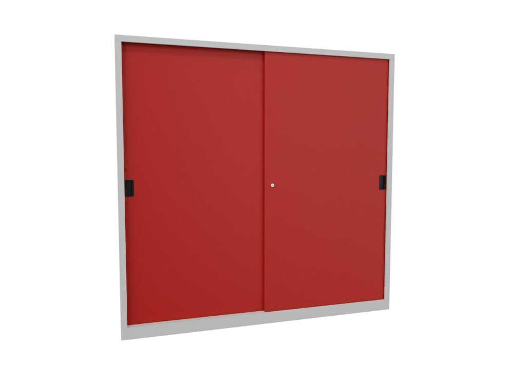 Produktbild PAVOY Schiebetürenschrank 1950x2000x400 mm 8 Böden verzinkt RAL 7035/3000