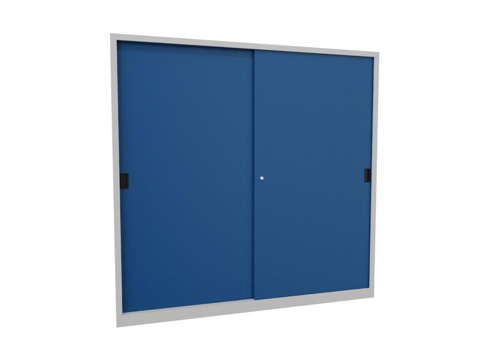 Produktbild PAVOY Schiebetürenschrank 1950x2000x400 mm 8 Böden verzinkt RAL 7035/5010