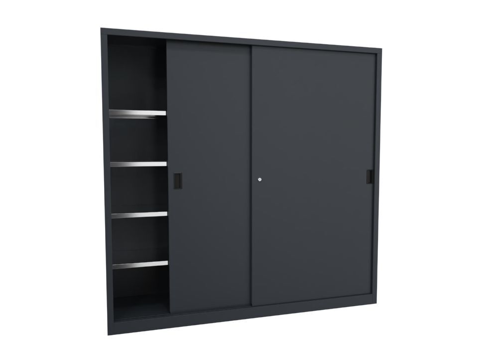 Produktbild Schiebetürenschrank, 1950x2000x500 mm, 8 Böden verzinkt, RAL 7016 bild 2