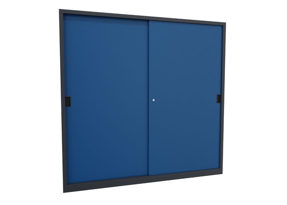 Produktbild PAVOY Schiebetürenschrank 1950x2000x600 mm 8 Böden verzinkt RAL 7016/5010
