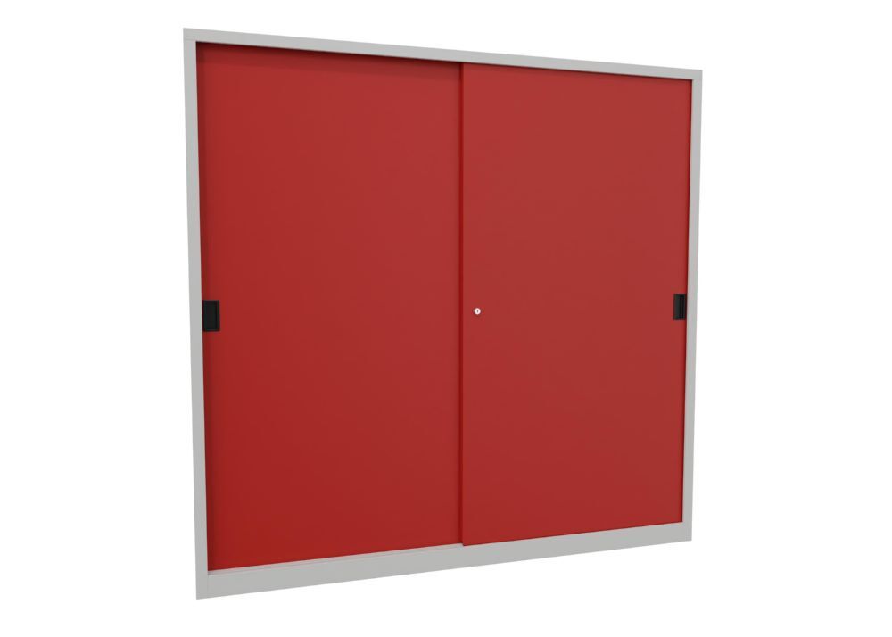 Produktbild PAVOY Schiebetürenschrank 1950x2000x600 mm 8 Böden verzinkt RAL 7035/3000