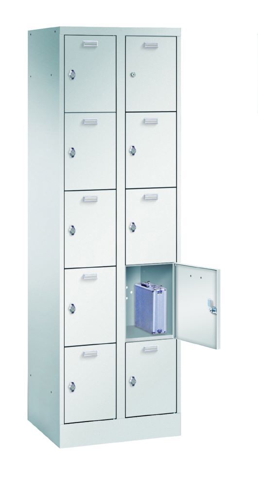 Produktbild PAVOY Schließfachdoppelsäule für Garderoben 1x10 Fächer AB 300 mm RAL 7035