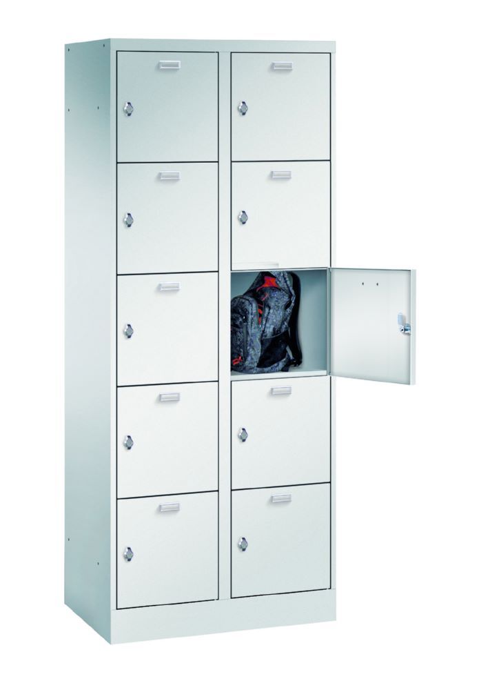 Produktbild PAVOY Schließfachdoppelsäule für Garderoben 1x10 Fächer AB 400 mm RAL 7035