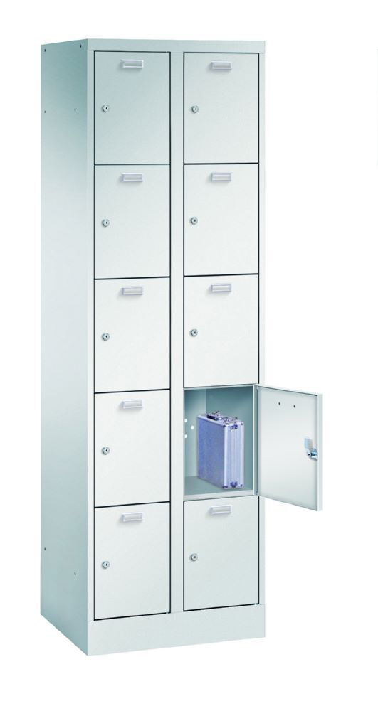 Produktbild PAVOY Schließfachdoppelsäule für Garderoben 1x10 Fächer AB 300 mm RAL 7035