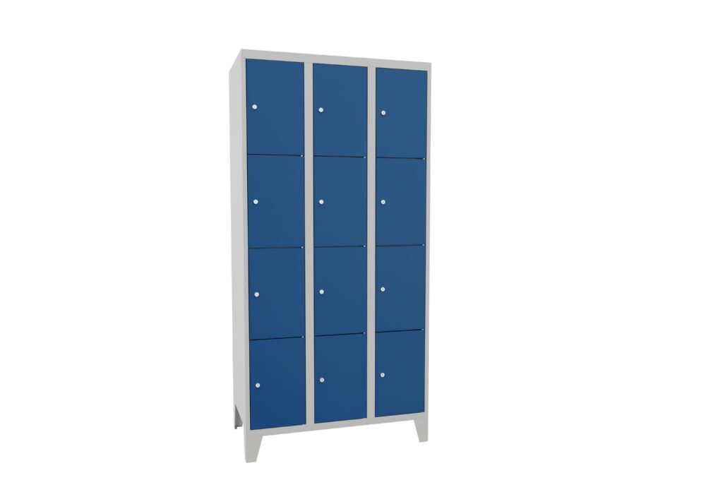 Produktbild PAVOY Schließfachschrank mit Füßen 1850x900x500 mm 12 Fächer RAL 7035/5010