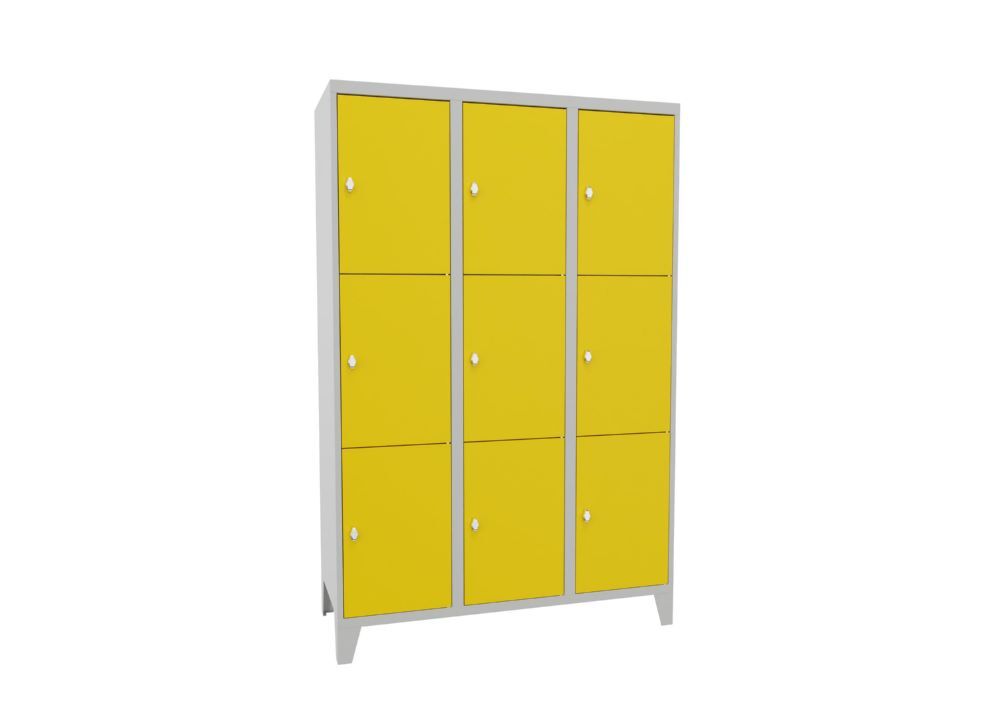 Produktbild PAVOY Schließfachschrank mit Füßen 1850x1200x500 glatte Türen RAL 7035/1018