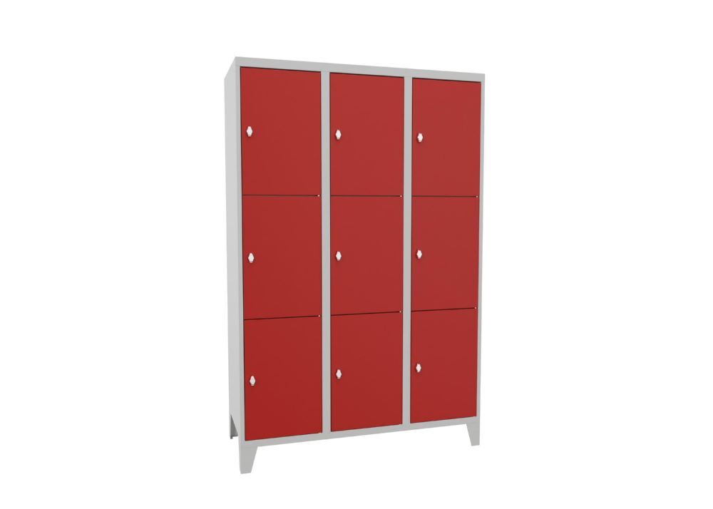 Produktbild PAVOY Schließfachschrank mit Füßen 1850x1200x500 glatte Türen RAL 7035/3000