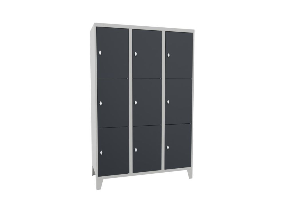 Produktbild PAVOY Schließfachschrank mit Füßen 1850x1200x500 glatte Türen RAL 7035/7016