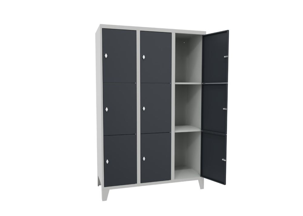 Produktbild Schließfachschrank mit Füßen 1850x1200x500, 3b x 3h, Drehr., AB 400, glatte Türe bild 2