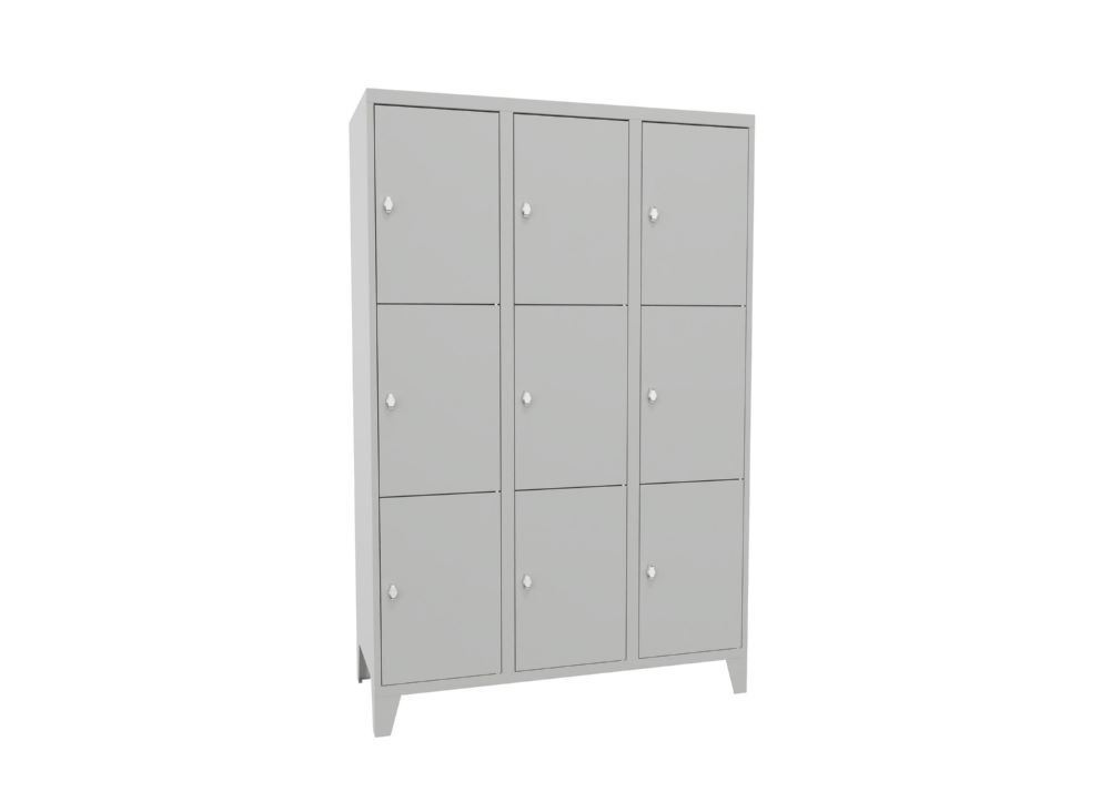 Produktbild PAVOY Schließfachschrank mit Füßen 1850x1200x500 glatte Türen RAL 7035