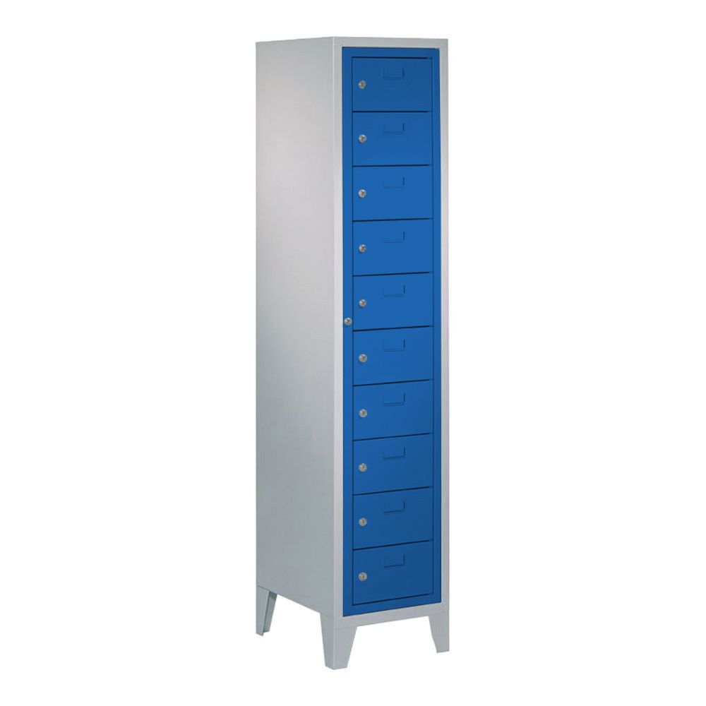 Produktbild PAVOY Schließfachschrank mit Füßen 1850x400x500 mm 10 Fächer RAL 7035/5010