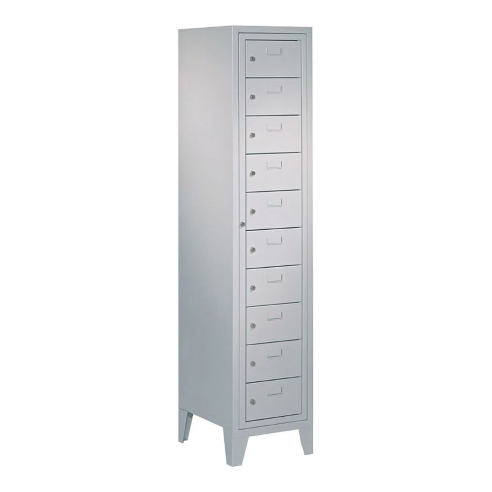 Produktbild PAVOY Schließfachschrank mit Füßen 1850x400x500 mm 10 Fächer RAL 7035