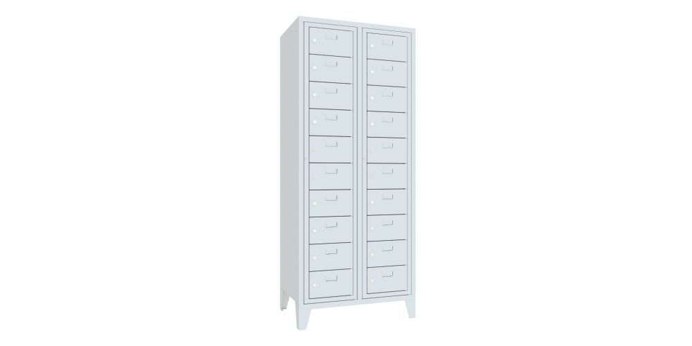 Produktbild Schließfachschrank mit Füßen, 1850x770x500 mm, 20 Fächer, RAL 7035 bild 2