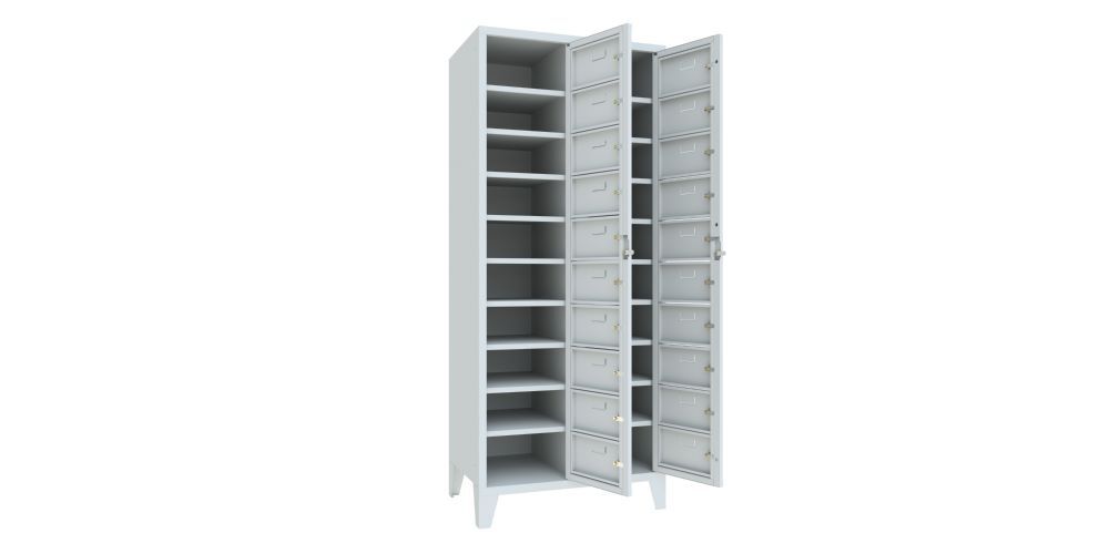 Produktbild PAVOY Schließfachschrank mit Füßen 1850x770x500 mm 20 Fächer RAL 7035