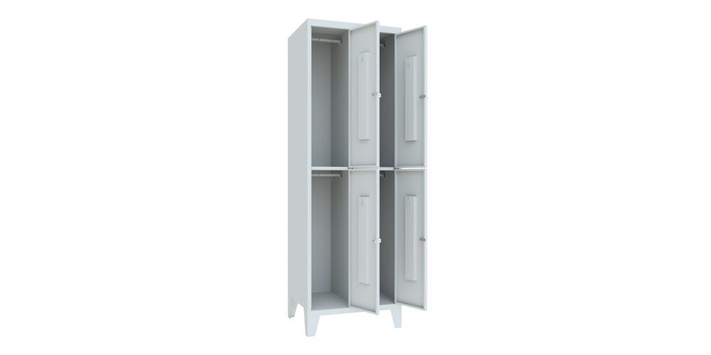 Produktbild Schließfachschrank mit Füßen, 1850x600x500 mm, 4 Fächer, RAL 7035 bild 2