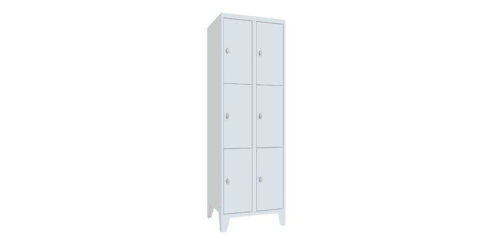 Produktbild PAVOY Schließfachschrank mit Füßen 1850x600x500 mm 6 Fächer RAL 7035