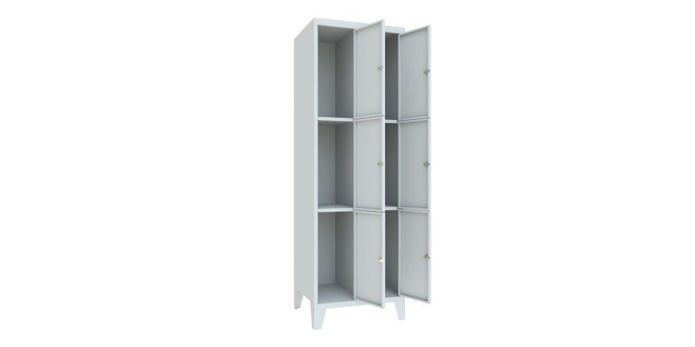 Produktbild Schließfachschrank mit Füßen, 1850x600x500 mm, 6 Fächer, RAL 7035 bild 2