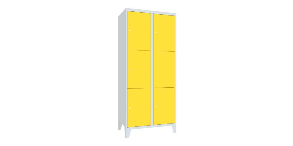 Produktbild PAVOY Schließfachschrank mit Füßen 1850x800x500 mm 6 Fächer RAL 7035/1018