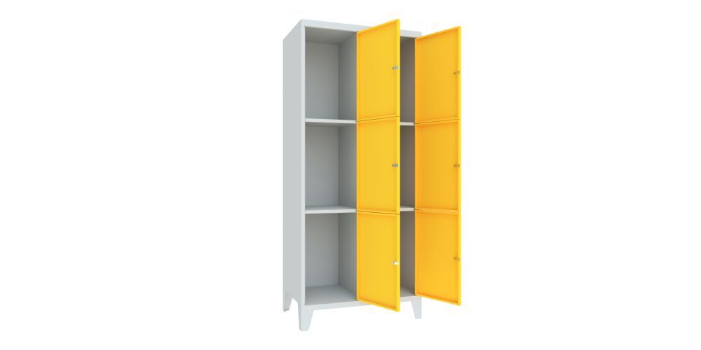Produktbild Schließfachschrank mit Füßen, 1850x800x500 mm, 6 Fächer, RAL 7035/1018 bild 2