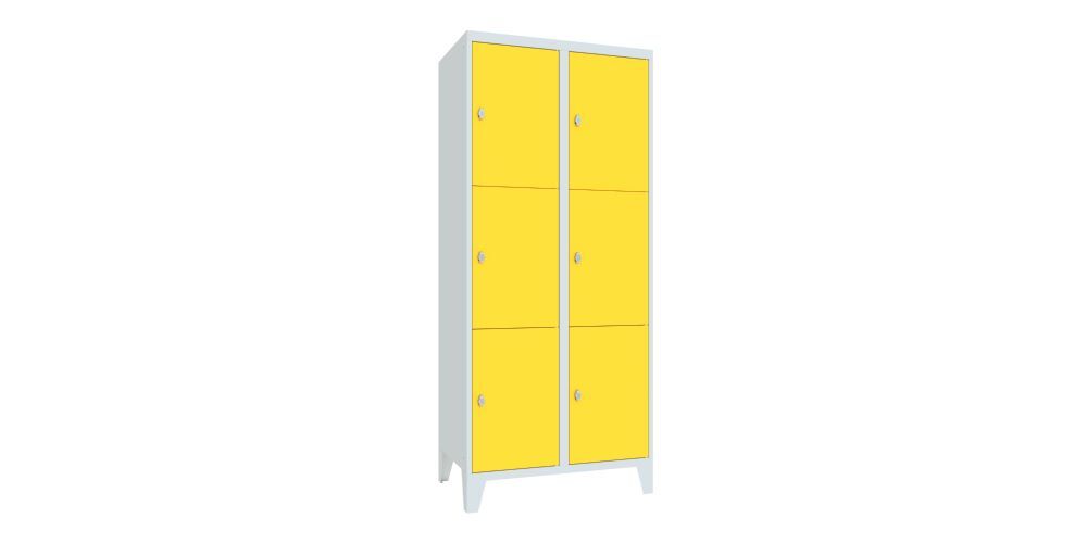 Produktbild PAVOY Schließfachschrank mit Füßen 1850x800x500 mm 6 Fächer RAL 7035/1018