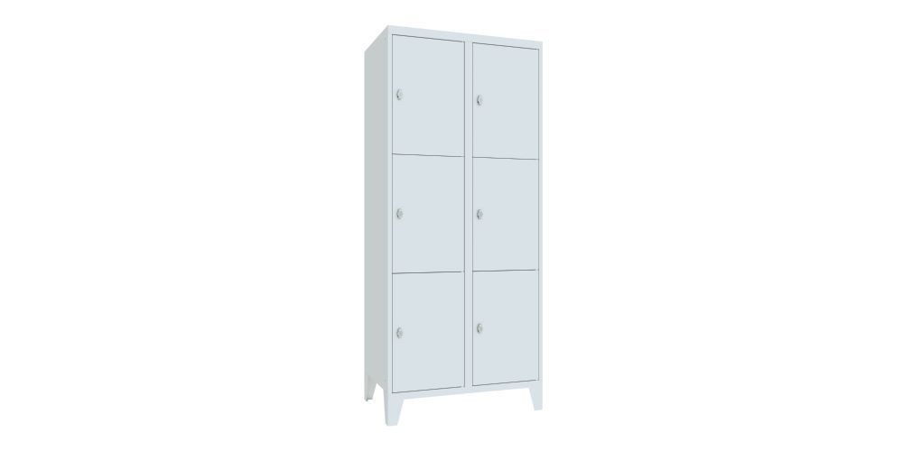 Produktbild PAVOY Schließfachschrank mit Füßen 1850x800x500 mm 6 Fächer RAL 7035
