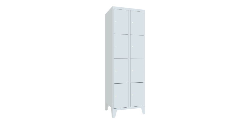 Produktbild Schließfachschrank mit Füßen, 1850x600x500 mm, 8 Fächer, RAL 7035 bild 2