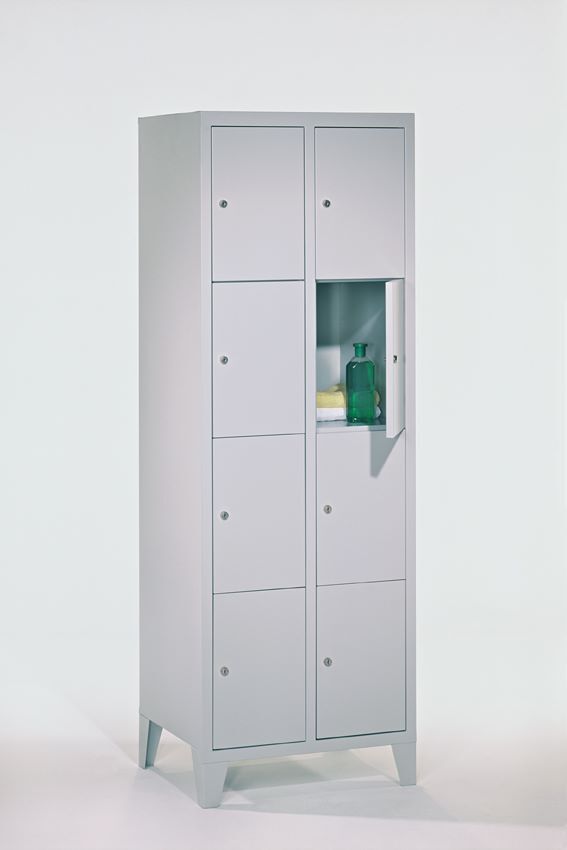 Produktbild PAVOY Schließfachschrank mit Füßen 1850x600x500 mm 8 Fächer RAL 7035
