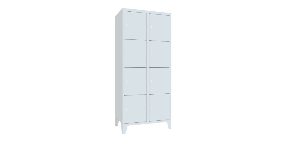 Produktbild PAVOY Schließfachschrank mit Füßen 1850x800x500 mm 8 Fächer RAL 7035