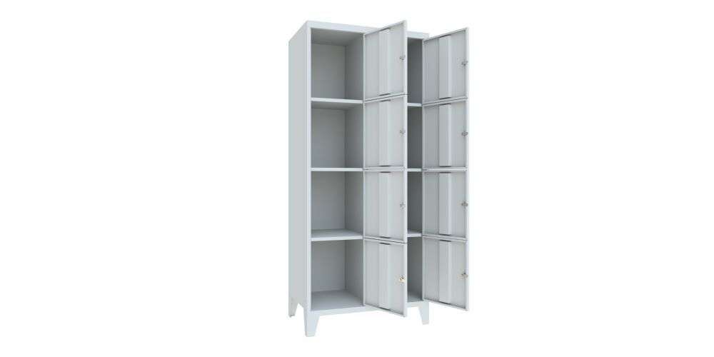 Produktbild Schließfachschrank mit Füßen, 1850x800x500 mm, 8 Fächer, RAL 7035 bild 2