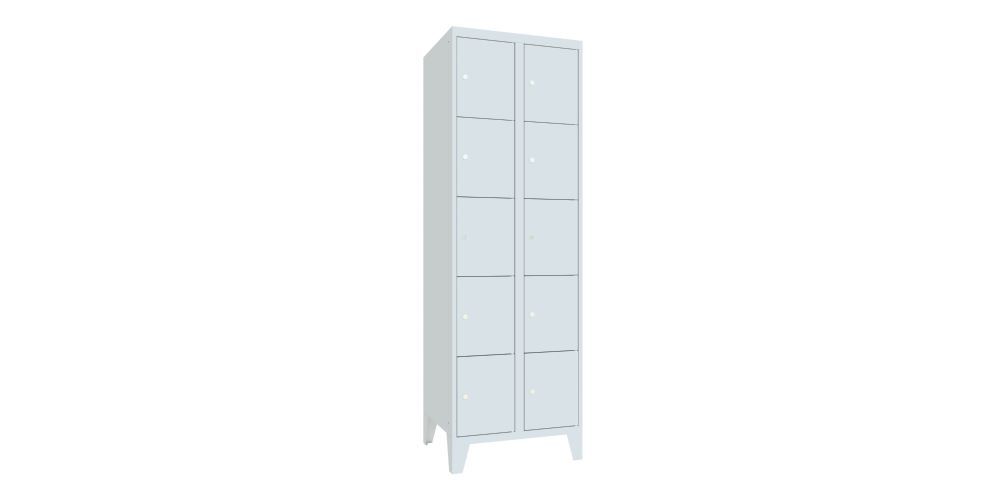 Produktbild PAVOY Schließfachschrank mit Füßen 1850x600x500 mm 10 Fächer RAL 7035