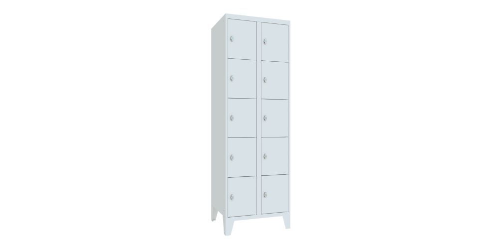 Produktbild PAVOY Schließfachschrank mit Füßen 1850x600x500 mm 10 Fächer RAL 7035