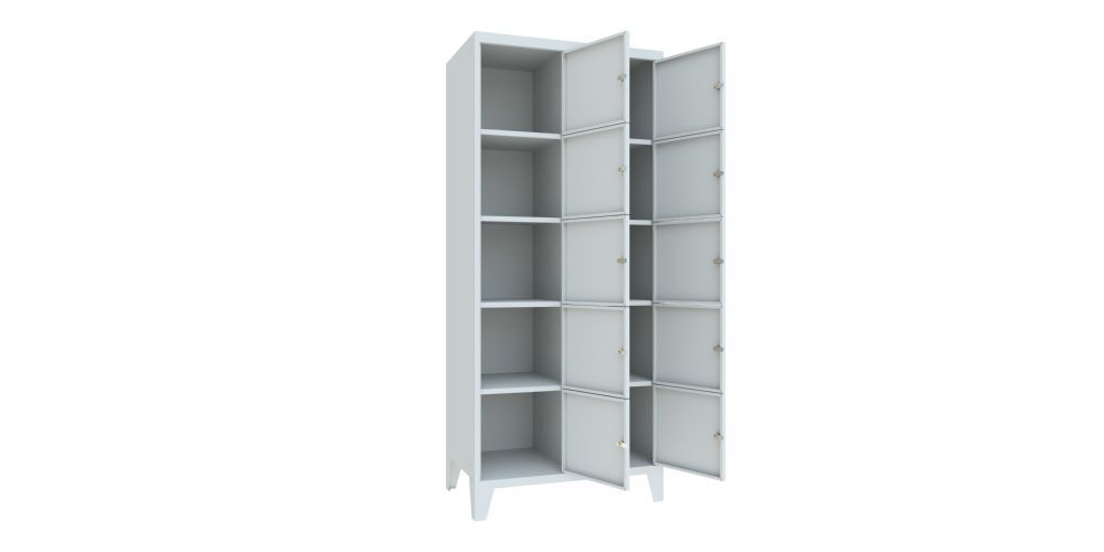 Produktbild Schließfachschrank mit Füßen, 1850x800x500 mm, 10 Fächer, RAL 7035 bild 2