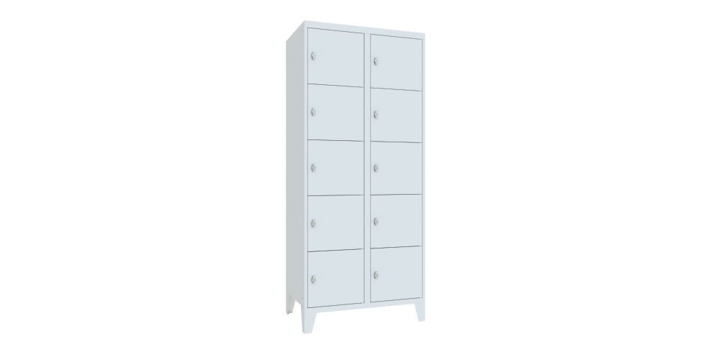 Produktbild PAVOY Schließfachschrank mit Füßen 1850x800x500 mm 10 Fächer RAL 7035