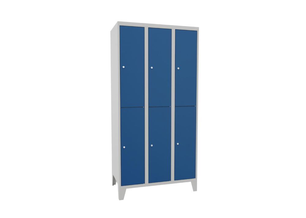 Produktbild PAVOY Schließfachschrank mit Füßen 1850x900x500 mm 6 Fächer RAL 7035/5010