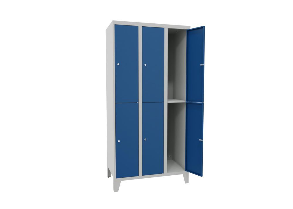 Produktbild Schließfachschrank mit Füßen, 1850x900x500 mm, 6 Fächer, RAL 7035/5010 bild 2
