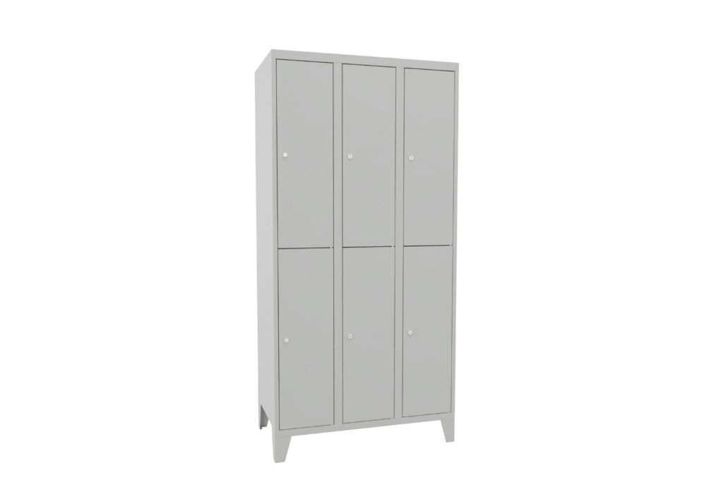 Produktbild PAVOY Schließfachschrank mit Füßen 1850x900x500 mm 6 Fächer RAL 7035