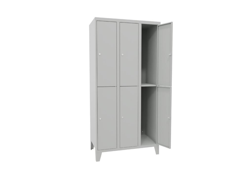 Produktbild Schließfachschrank mit Füßen, 1850x900x500 mm, 6 Fächer, RAL 7035 bild 2